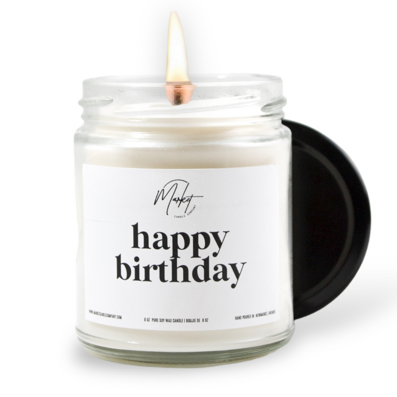 HAPPY BIRTHDAY - WHITE -  SOY CANDLE