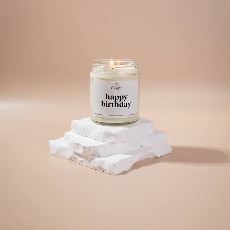 HAPPY BIRTHDAY - WHITE -  SOY CANDLE
