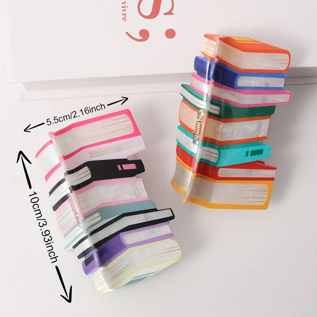 BOOK STACK HAIR CLAW CLIP - COOL TONES