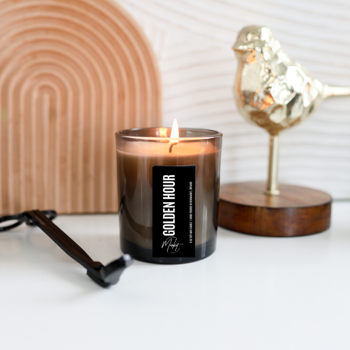BOUGIE À LA CIRE DE SOJA GOLDEN HOUR - RÉCIPIENT DE LUXE AVEC BOÎTE