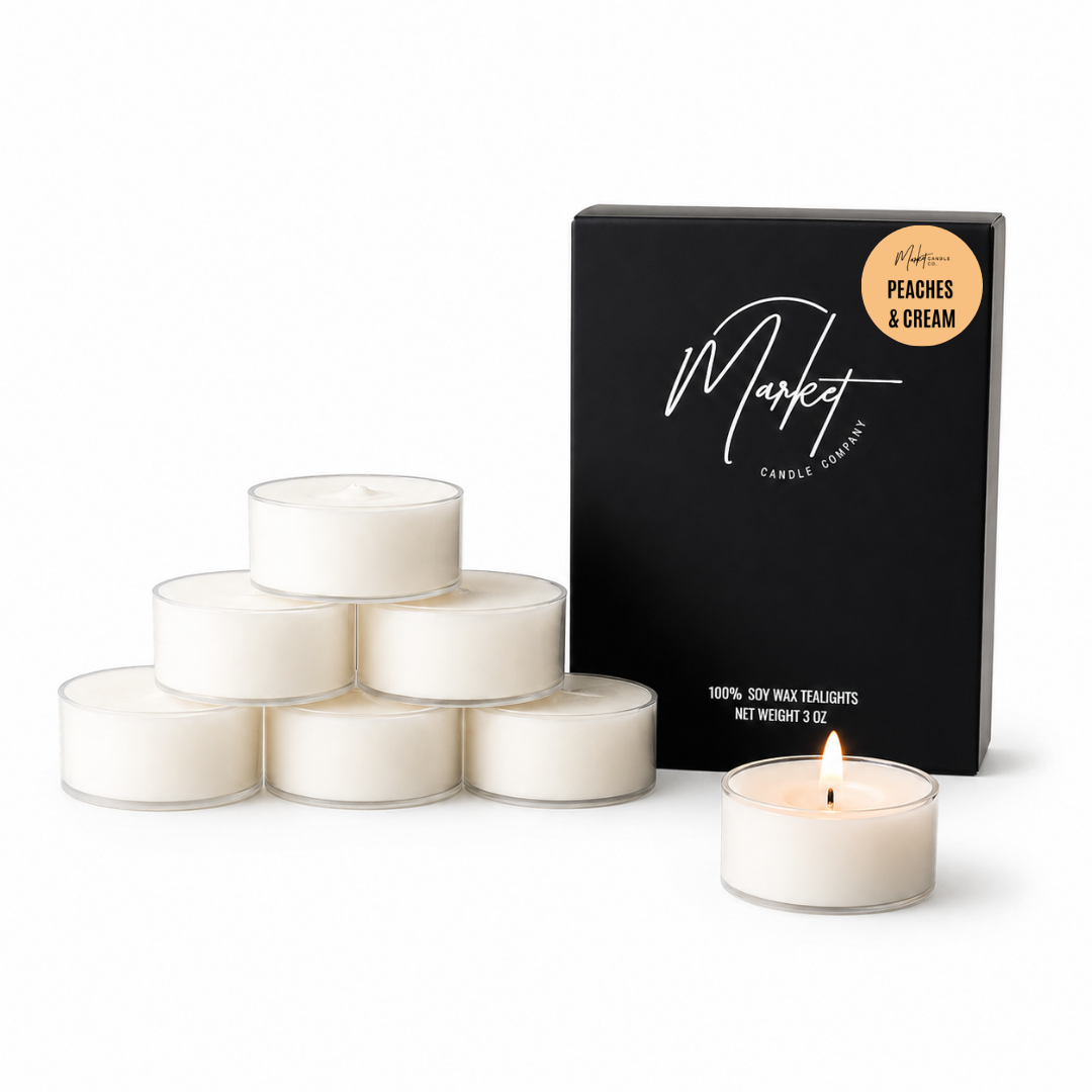 PEACHES &amp; CREAM SOY TEALIGHTS - 6 PACK