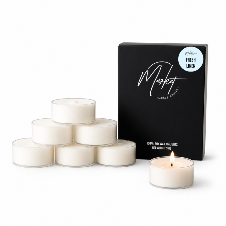 FRESH LINEN SOY TEALIGHTS - 6 PACK