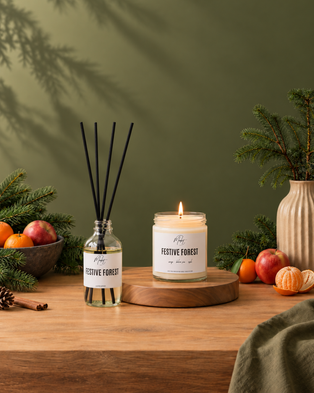FESTIVE FOREST DIFFUSER REEDS - WHITE LABEL