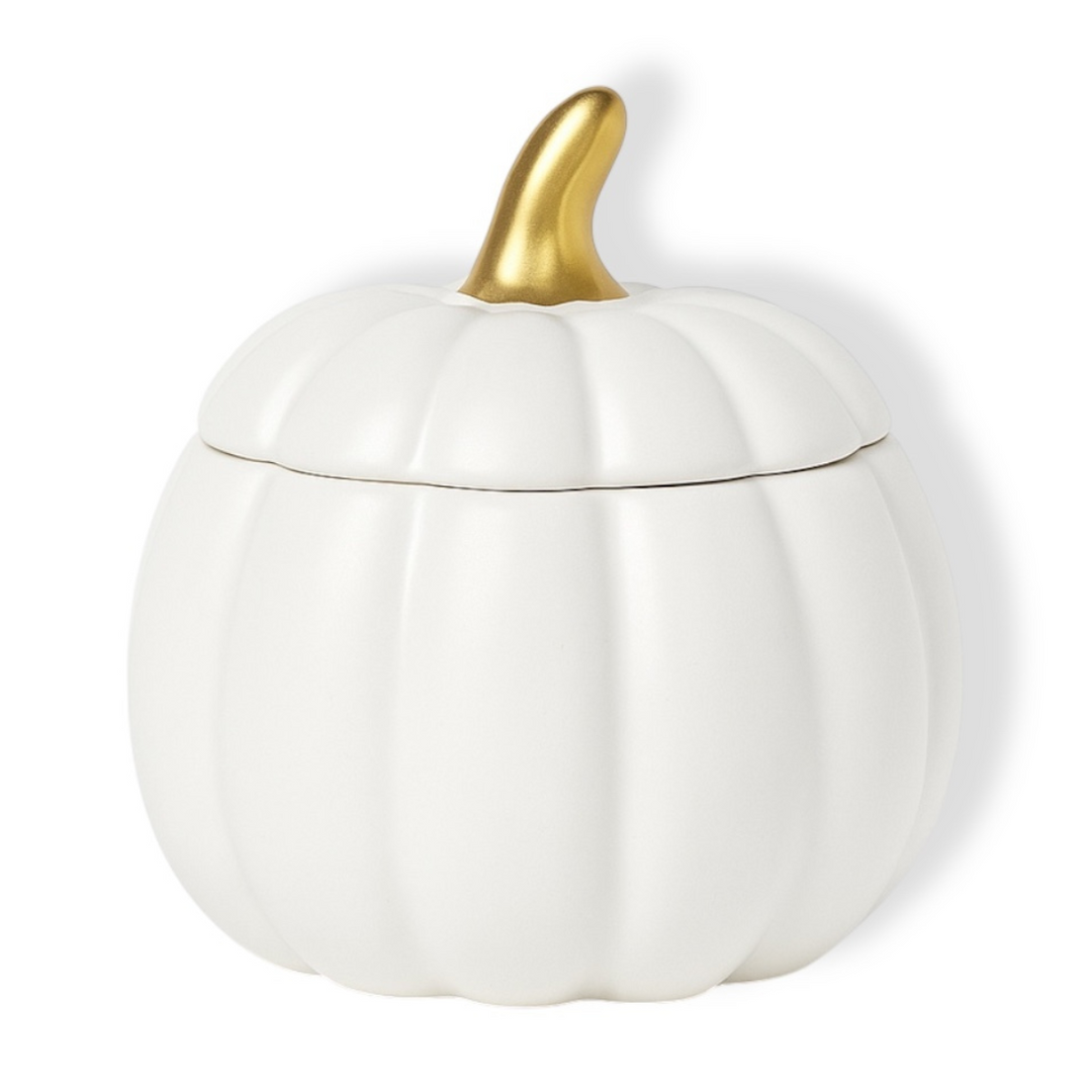 WHITE PUMPKIN CERAMIC CANDLE - LIMITED QUANTITY