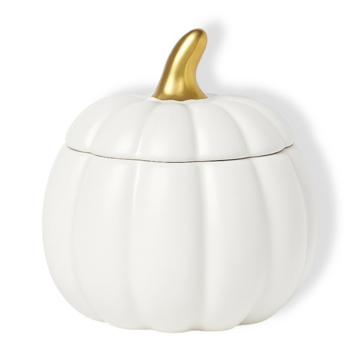 WHITE PUMPKIN CERAMIC CANDLE - LIMITED QUANTITY