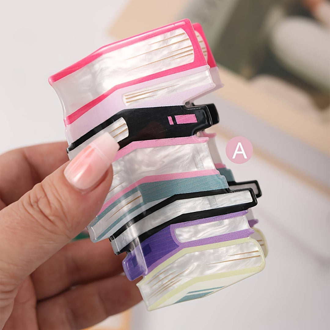 BOOK STACK HAIR CLAW CLIP - COOL TONES