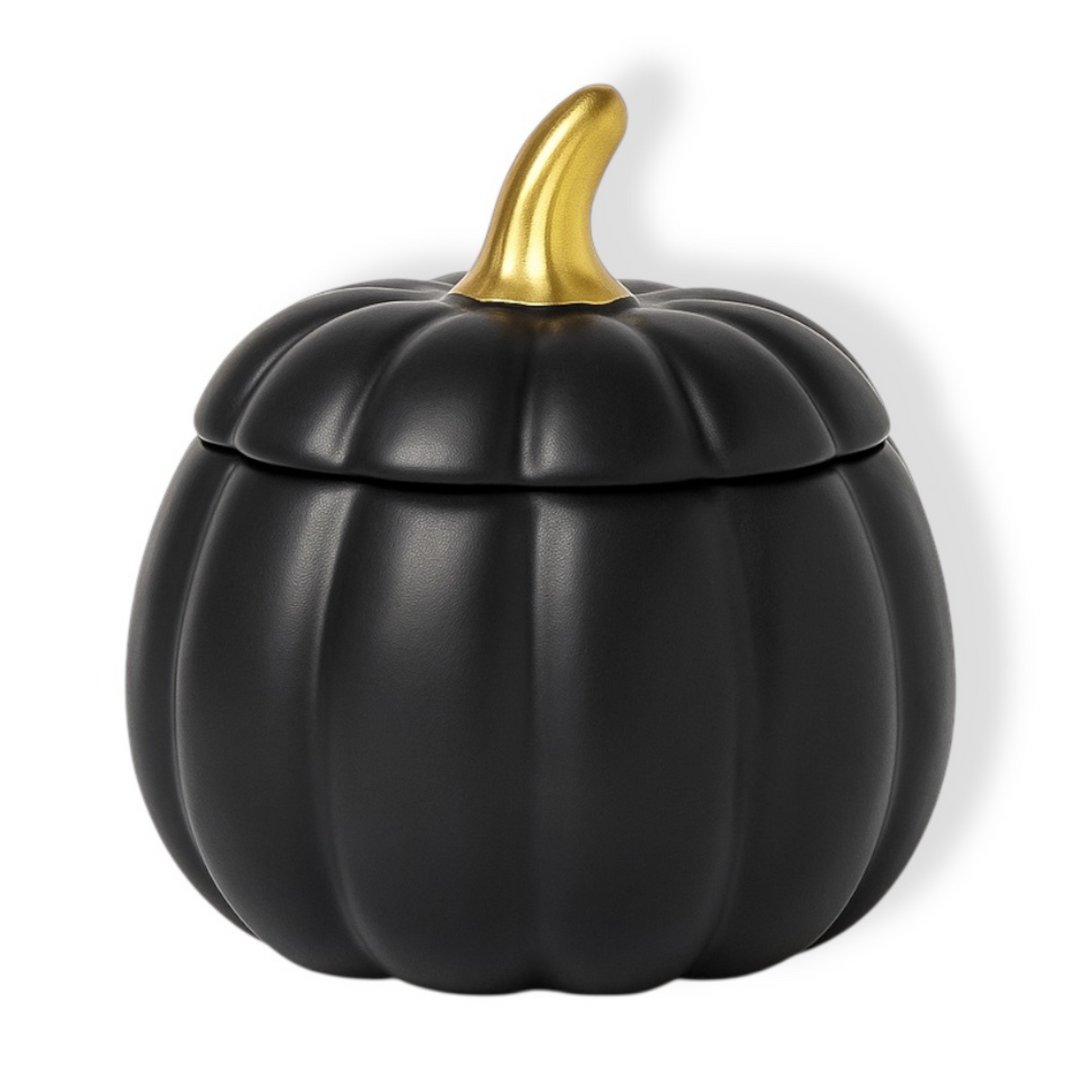 BLACK PUMPKIN CERAMIC CANDLE - LIMITED QUANTITY