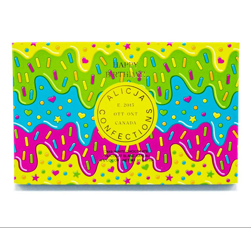 CARTE POSTALE JOYEUX ANNIVERSAIRE EN CHOCOLAT BLANC