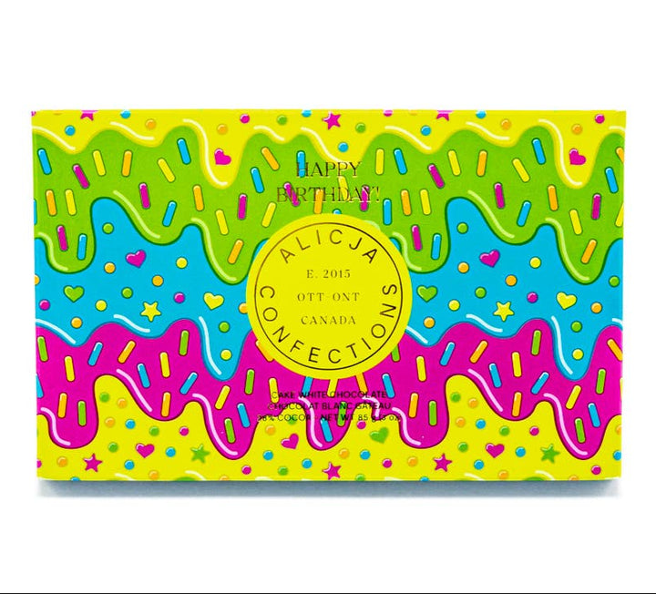 CARTE POSTALE JOYEUX ANNIVERSAIRE EN CHOCOLAT BLANC