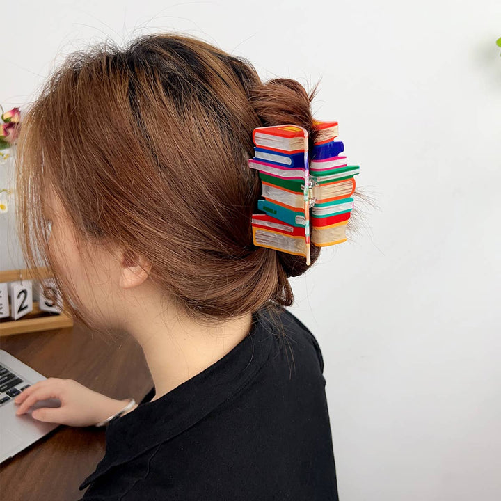 BOOK STACK HAIR CLAW CLIP - WARM TONES