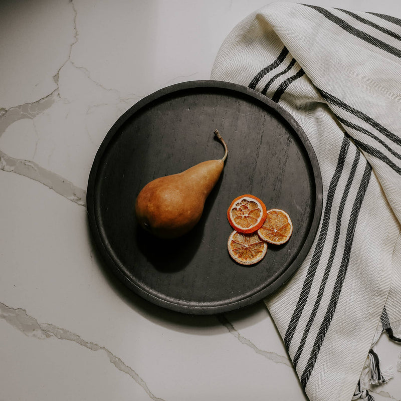 LARGE BLACK WOODEN TRAY