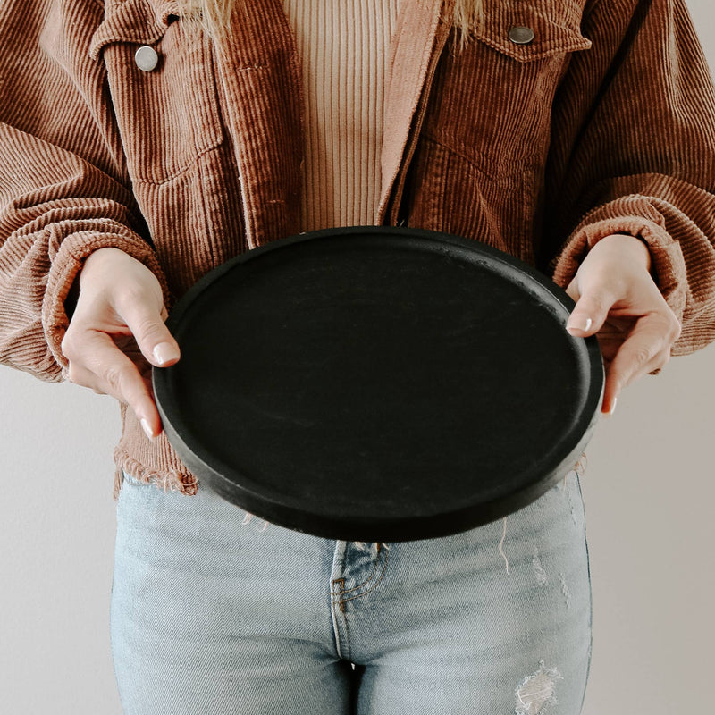 LARGE BLACK WOODEN TRAY