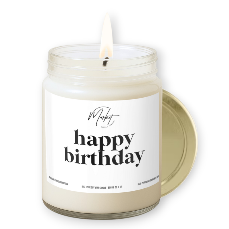 HAPPY BIRTHDAY - WHITE -  SOY CANDLE