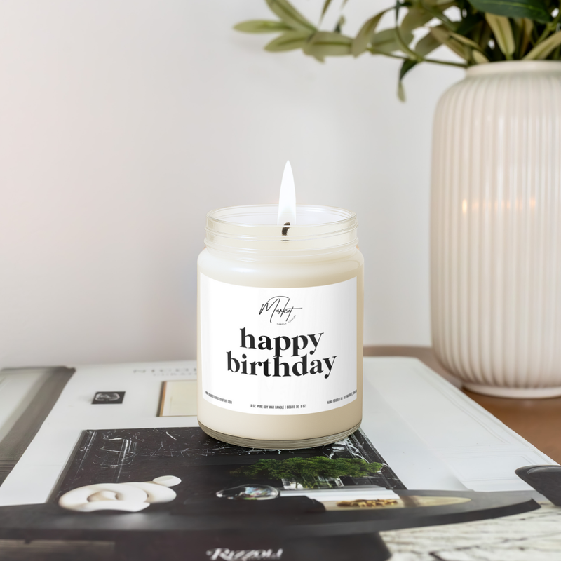 HAPPY BIRTHDAY - WHITE -  SOY CANDLE