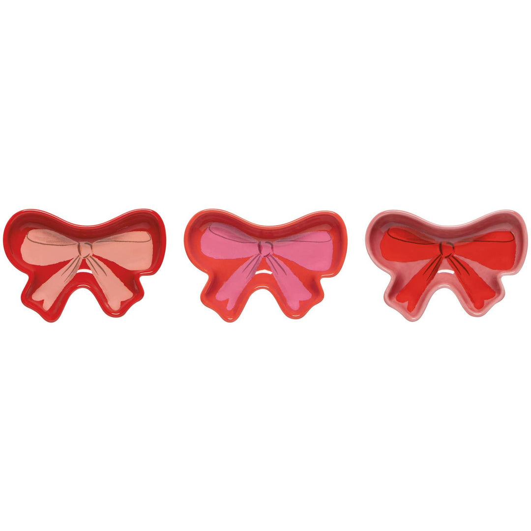 PINK BOWS DISH SET OF 3