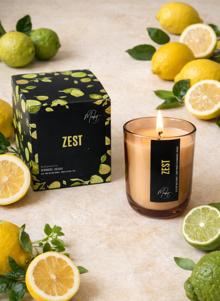 ZEST SOY WAX CANDLE- LUXE VESSEL WITH BOX