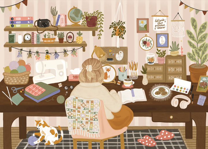 GRANDMA HOBBIES - 1000  PIECE VILLAGER PUZZLE