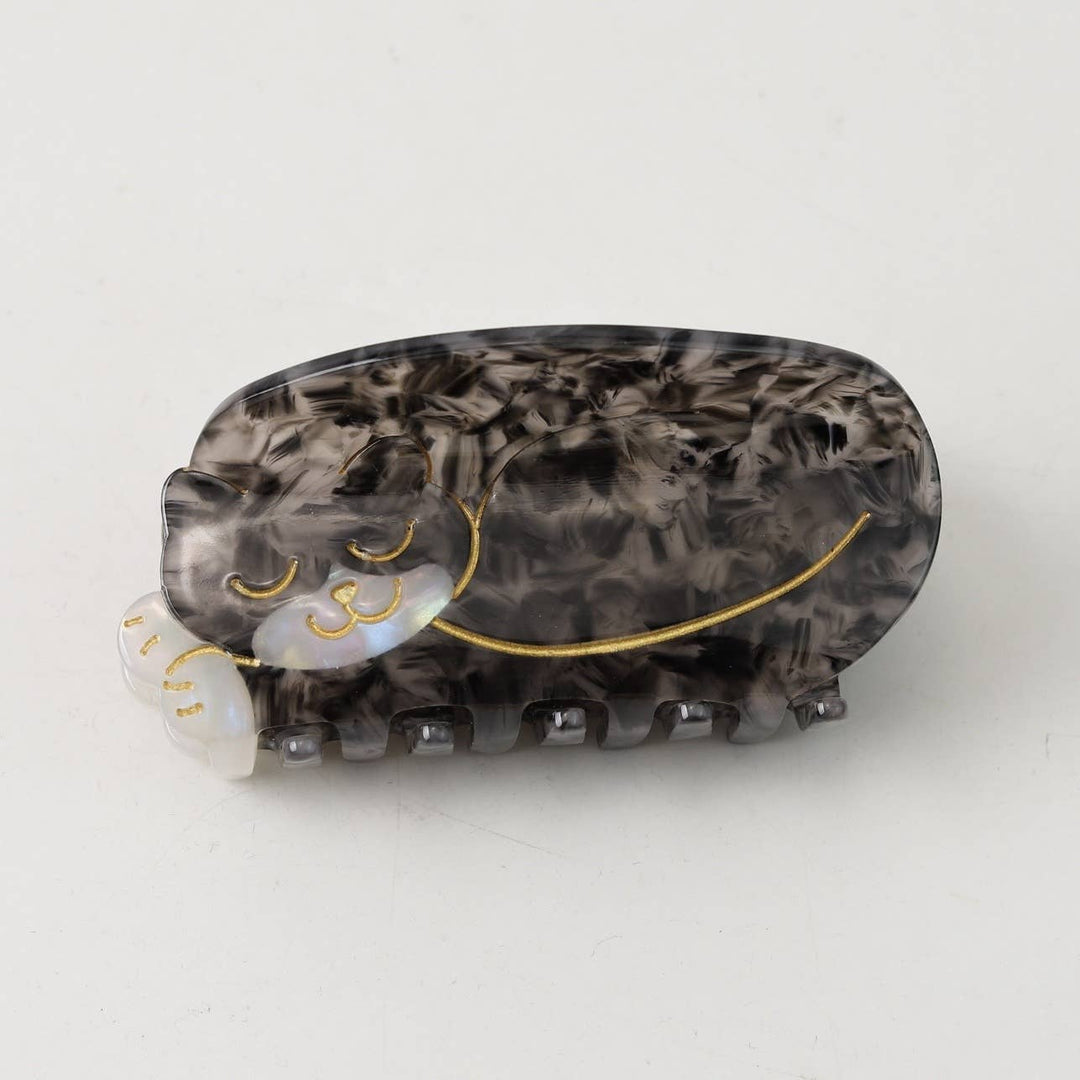 BLACK AND WHITE CAT HAIR CLAW CLIP