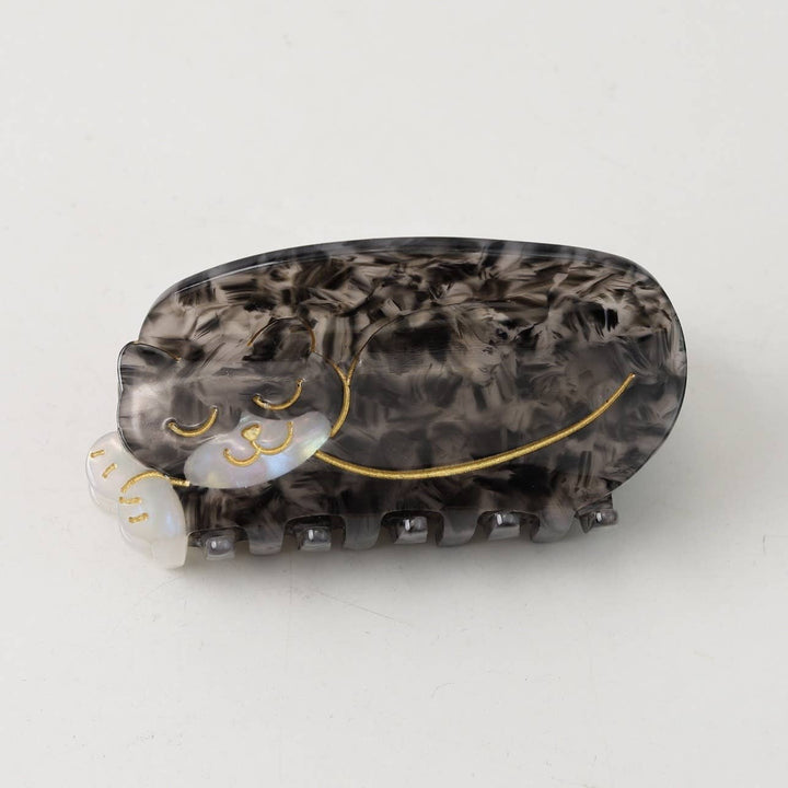 BLACK AND WHITE CAT HAIR CLAW CLIP