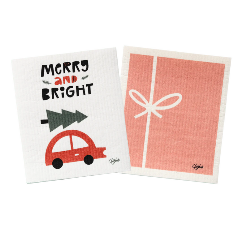 SWEDISH DISHCLOTH - MERRY & BRIGHT SET OF 2