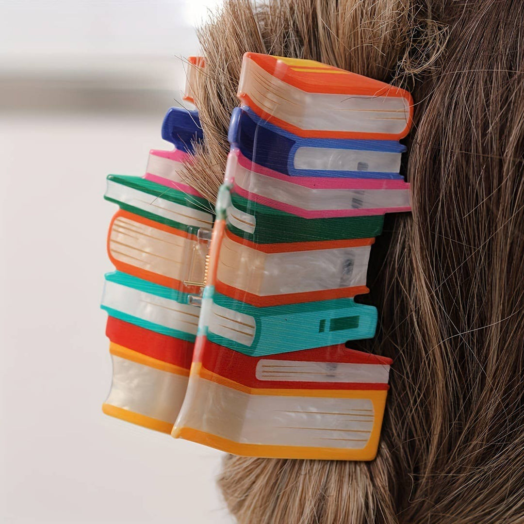 BOOK STACK HAIR CLAW CLIP - COOL TONES