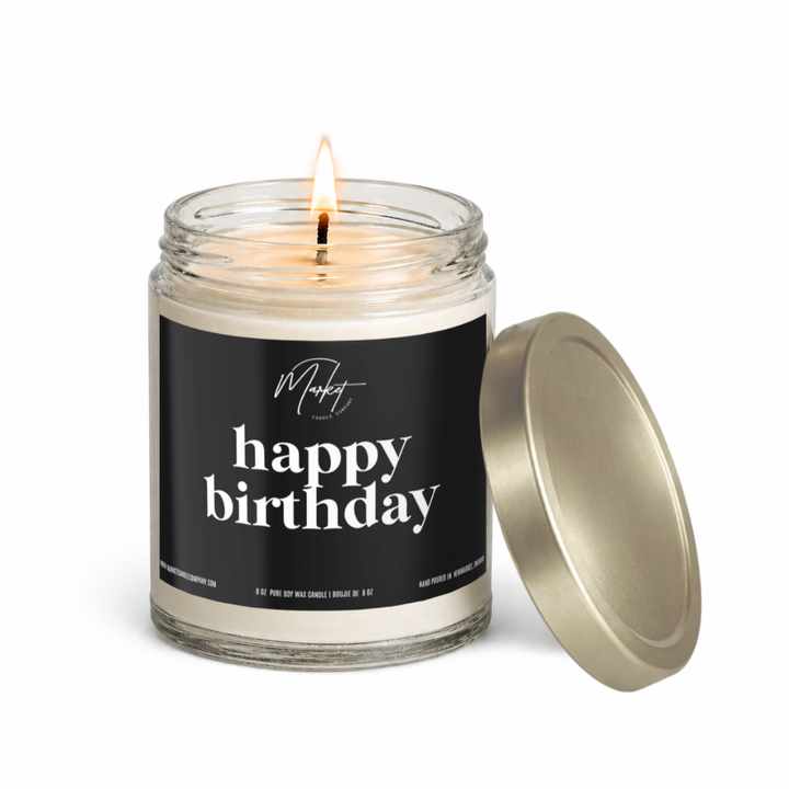 HAPPY BIRTHDAY - BLACK -  SOY CANDLE