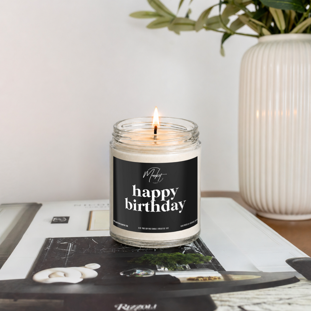 HAPPY BIRTHDAY - BLACK -  SOY CANDLE
