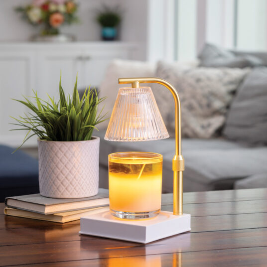 LAMPE À BOUGIE - BOIS ET BLANC 