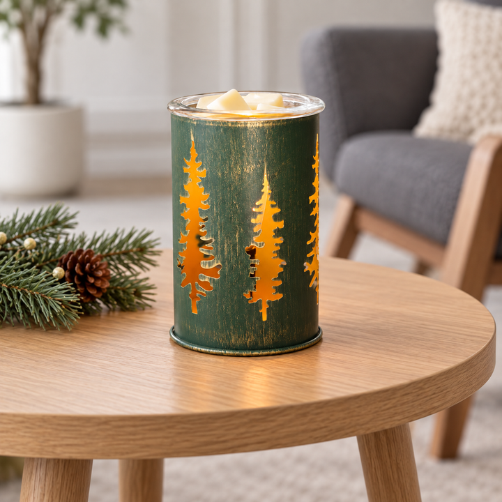 WAX WARMER - TABLE TOP - GOLDEN PINES (METAL)