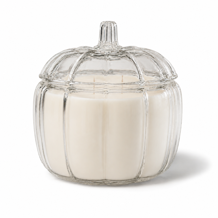 BOUGIE EN CÉRAMIQUE CITROUILLE BLANCHE - QUANTITÉ LIMITÉE