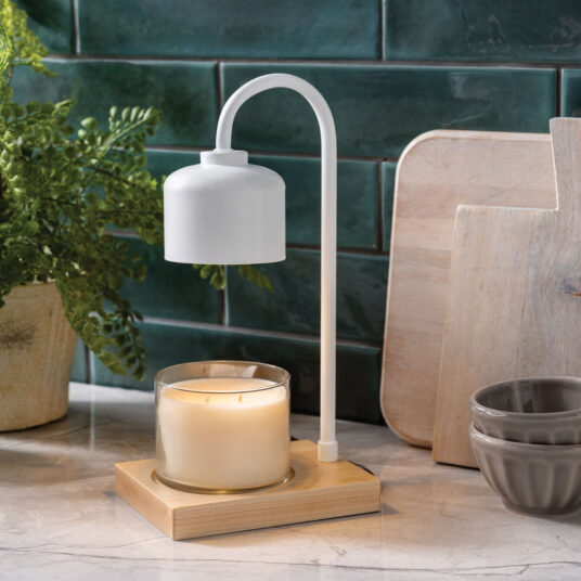LAMPE À BOUGIE - BOIS ET BLANC 