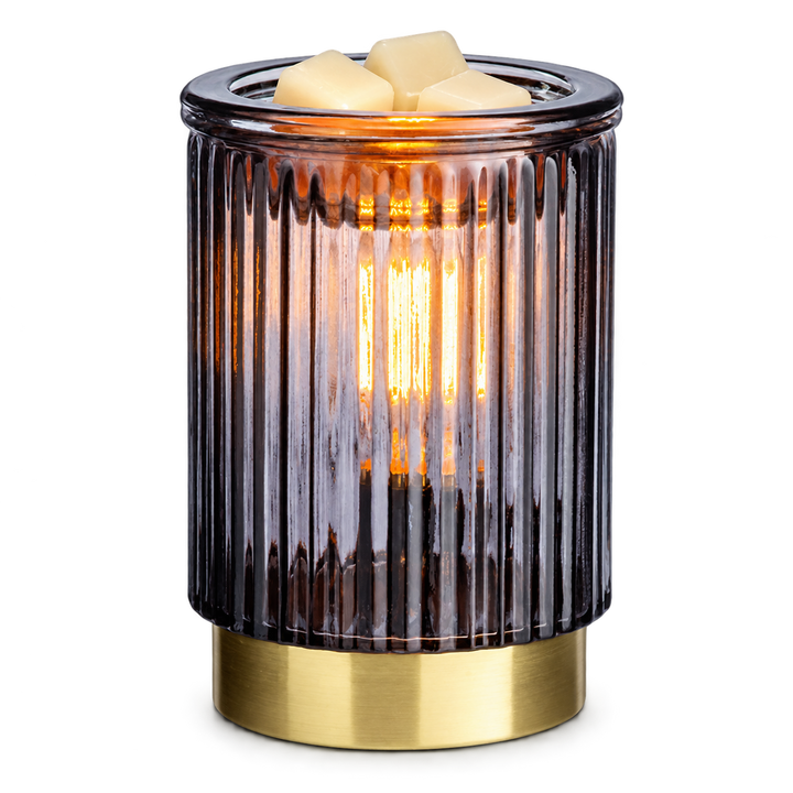 WAX WARMER - TABLE TOP - BLACK FLUTED GLASS
