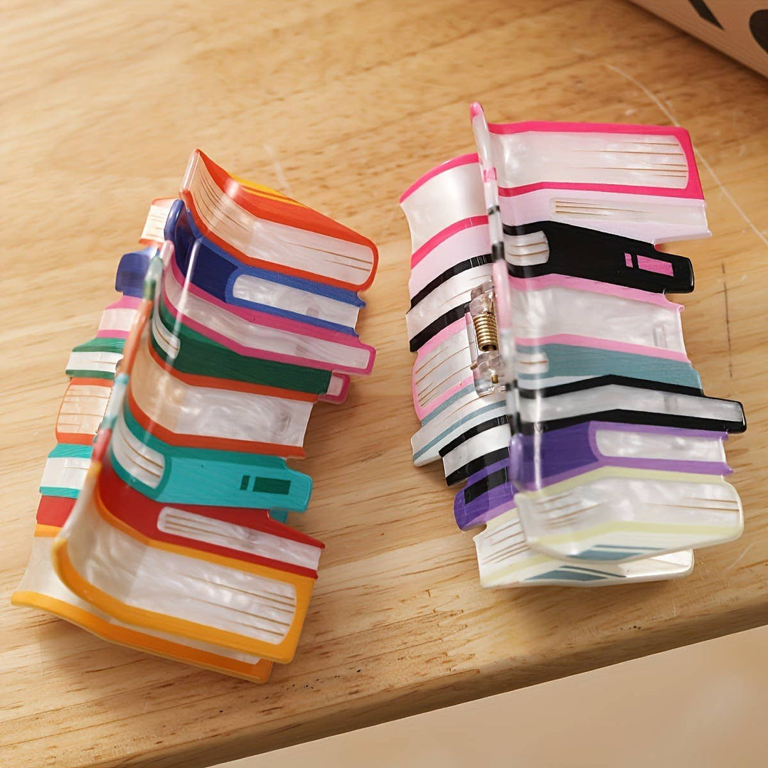 BOOK STACK HAIR CLAW CLIP - WARM TONES