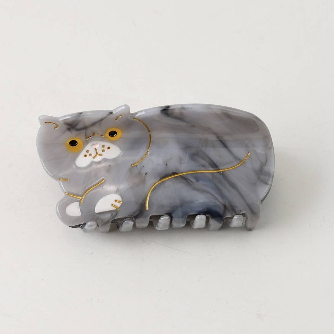 BLACK AND WHITE CAT HAIR CLAW CLIP