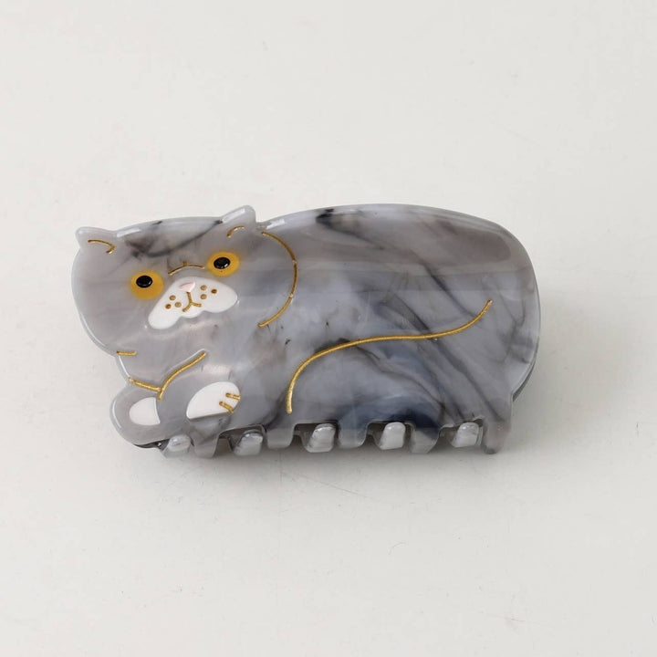 BLACK AND WHITE CAT HAIR CLAW CLIP
