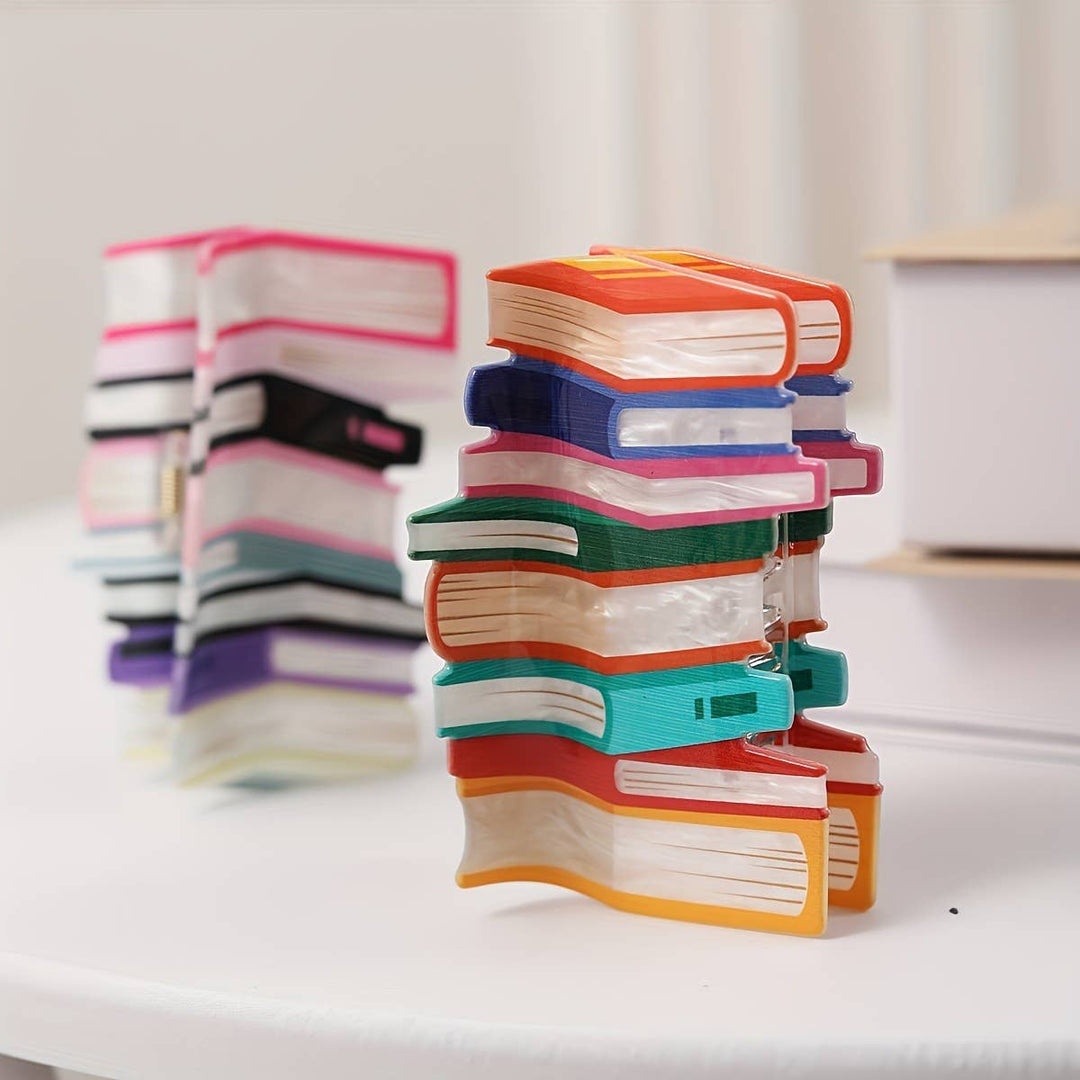 BOOK STACK HAIR CLAW CLIP - WARM TONES