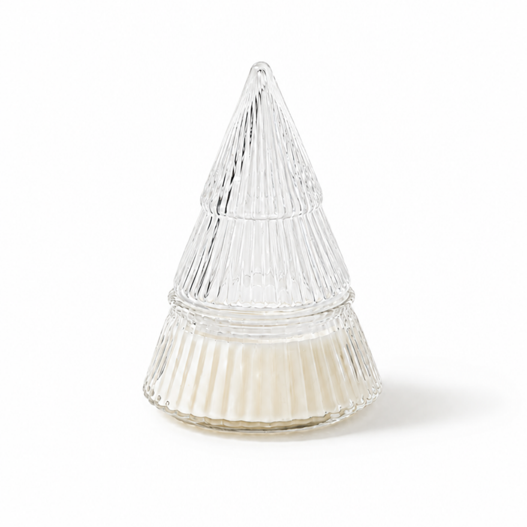 CLEAR RIBBED CHRISTMAS TREE SOY CANDLE