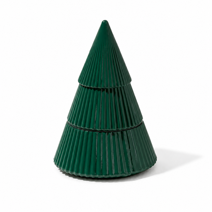 GREEN RIBBED CHRISTMAS TREE SOY CANDLE