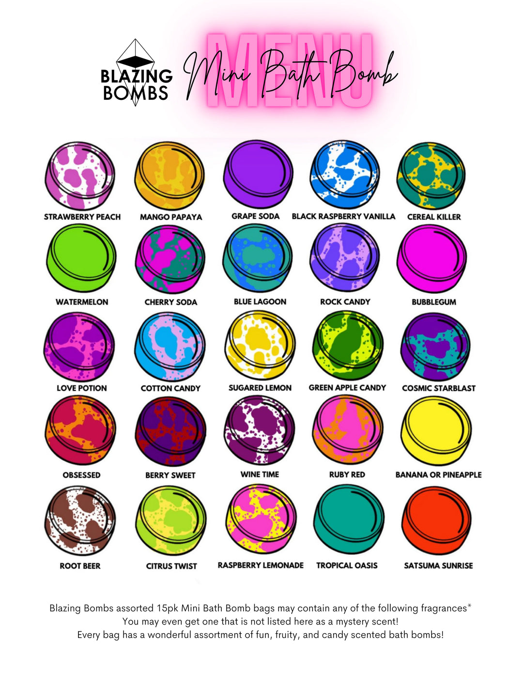 Bombes flamboyantes - Mini bombes de bain assorties